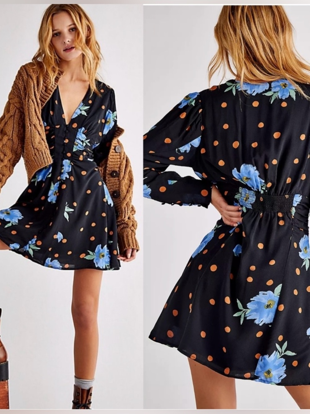 Free People Date Night Mini Dress Moonlight Black